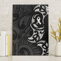 White Ribbon Day New Zealand Canvas Wall Art Aotearoa Maori Pattern LT14 Without Frame Black - Polynesian Pride