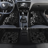 White Ribbon Day New Zealand Car Mats Aotearoa Maori Pattern LT14 Set 4pcs Black - Polynesian Pride