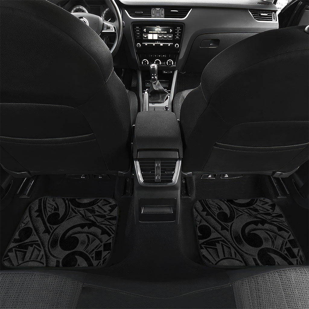 White Ribbon Day New Zealand Car Mats Aotearoa Maori Pattern LT14 Set 2pcs - Back Black - Polynesian Pride