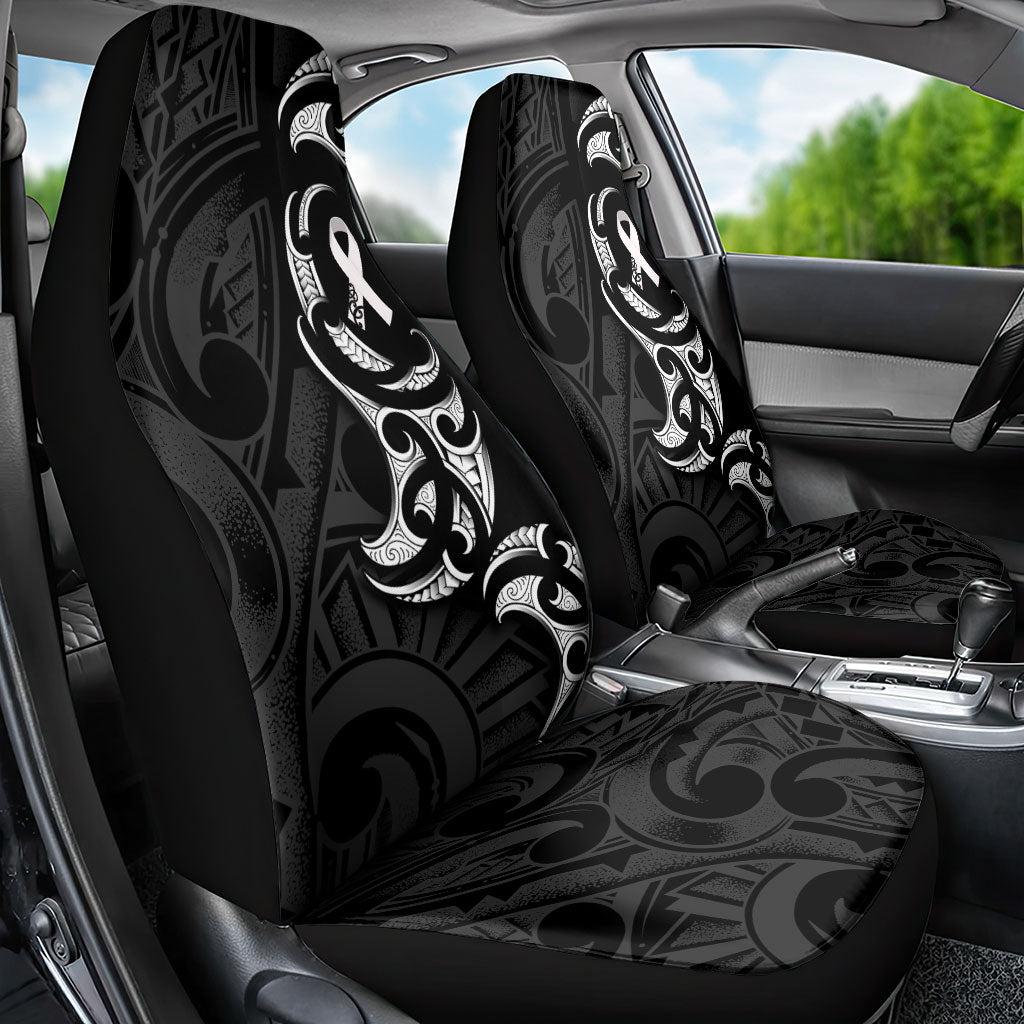 White Ribbon Day New Zealand Car Seat Cover Aotearoa Maori Pattern LT14 - Polynesian Pride