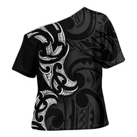 White Ribbon Day New Zealand Cross Shoulder Shirt Aotearoa Maori Pattern LT14 - Polynesian Pride