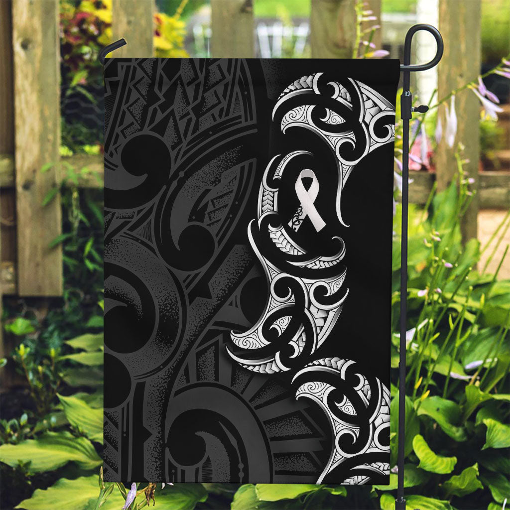 White Ribbon Day New Zealand Garden Flag Aotearoa Maori Pattern LT14 Garden Flag Black - Polynesian Pride