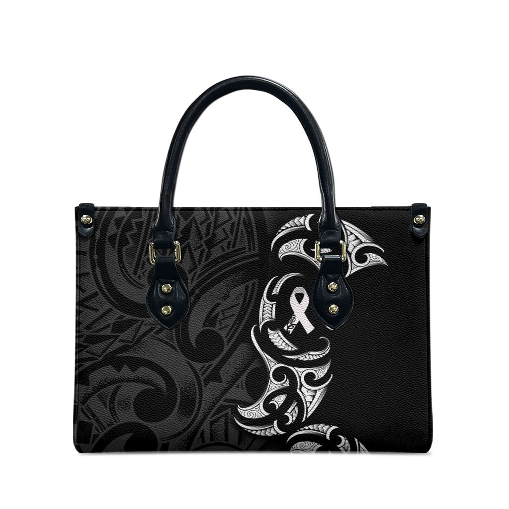 White Ribbon Day New Zealand Leather Bag Aotearoa Maori Pattern LT14 - Polynesian Pride