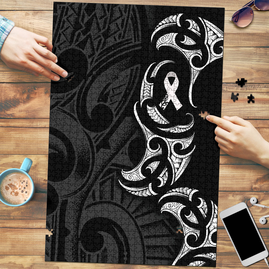 White Ribbon Day New Zealand Puzzle Aotearoa Maori Pattern LT14 Black - Polynesian Pride