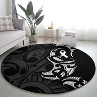 White Ribbon Day New Zealand Round Carpet Aotearoa Maori Pattern LT14 - Polynesian Pride