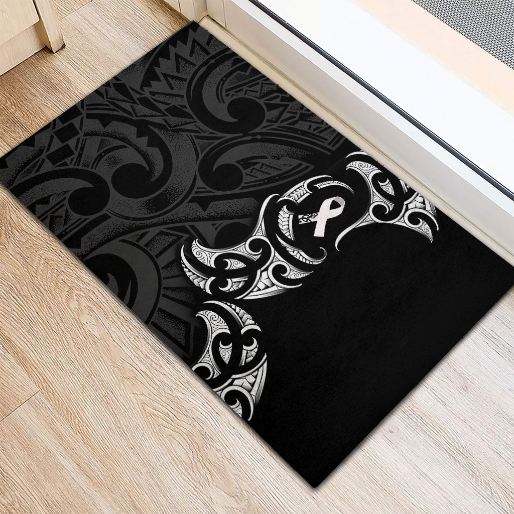 White Ribbon Day New Zealand Rubber Doormat Aotearoa Maori Pattern LT14 - Polynesian Pride