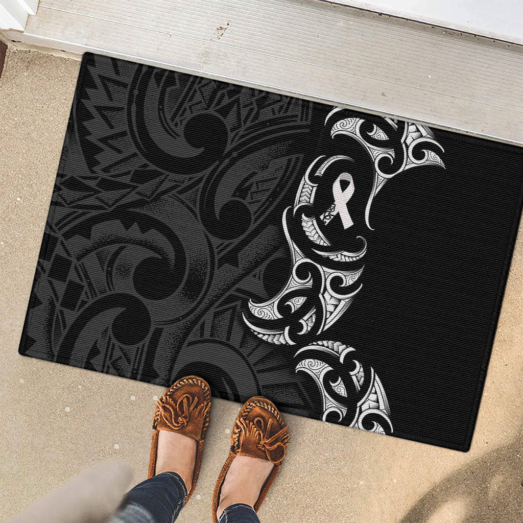 White Ribbon Day New Zealand Rubber Doormat Aotearoa Maori Pattern LT14 - Polynesian Pride
