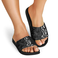 White Ribbon Day New Zealand Slide Sandals Aotearoa Maori Pattern LT14 - Polynesian Pride