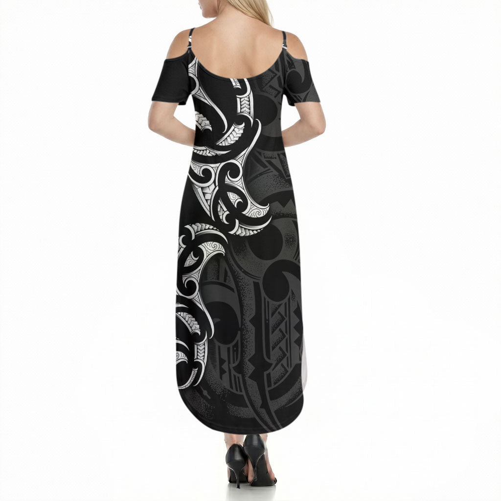 White Ribbon Day New Zealand Summer Maxi Dress Aotearoa Maori Pattern LT14 - Polynesian Pride