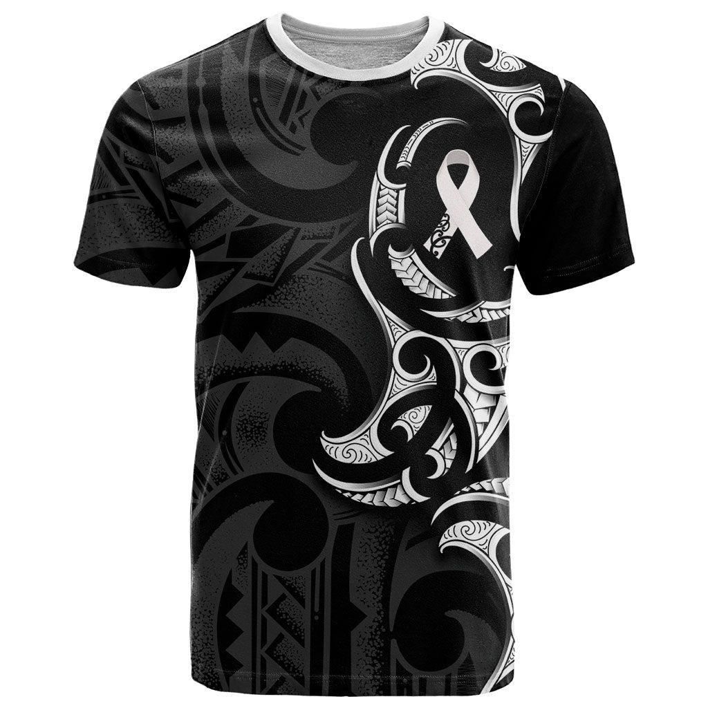 White Ribbon Day New Zealand T Shirt Aotearoa Maori Pattern LT14 Black - Polynesian Pride