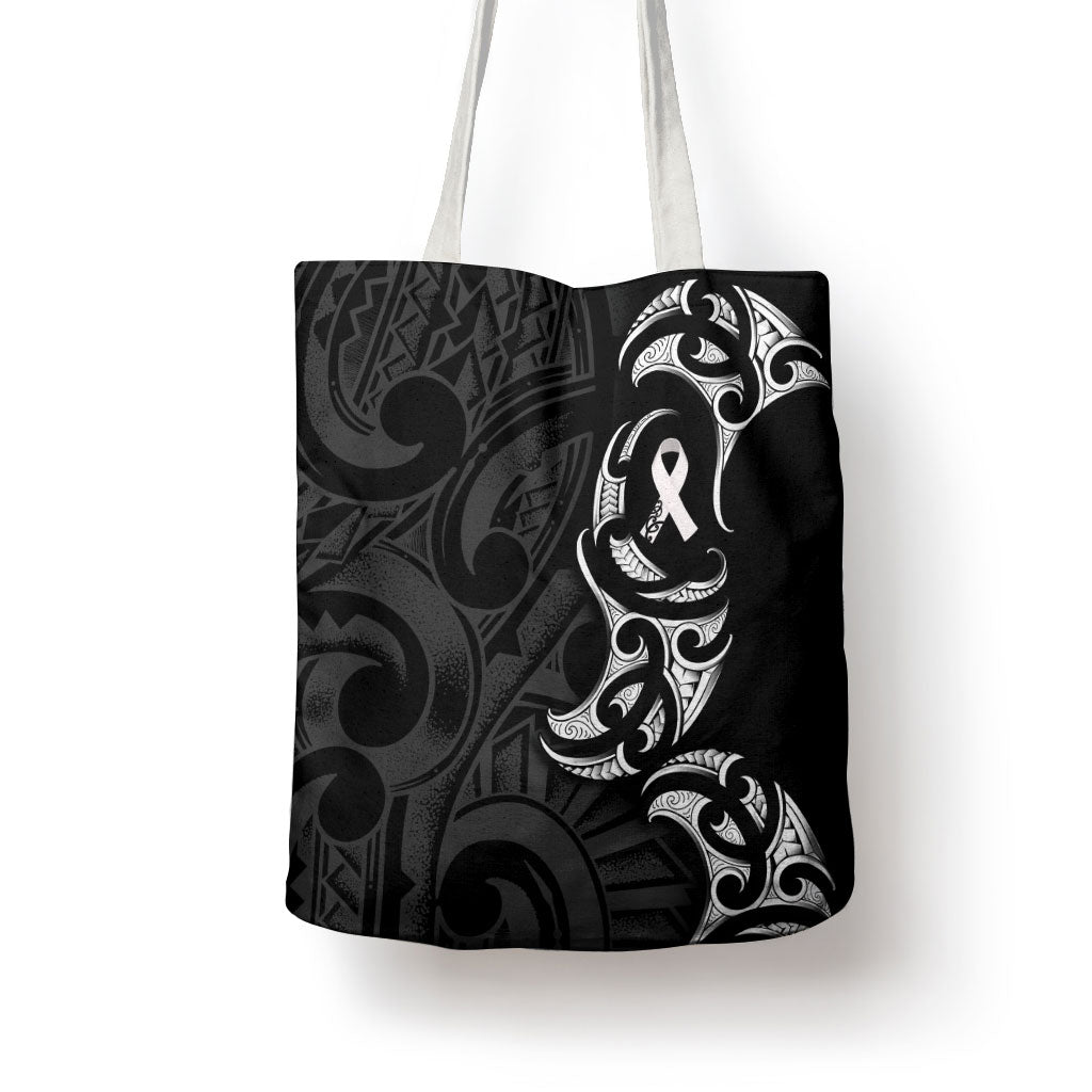 White Ribbon Day New Zealand Tote Bag Aotearoa Maori Pattern LT14 - Polynesian Pride