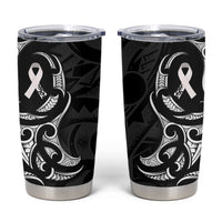 White Ribbon Day New Zealand Tumbler Cup Aotearoa Maori Pattern LT14 Black - Polynesian Pride