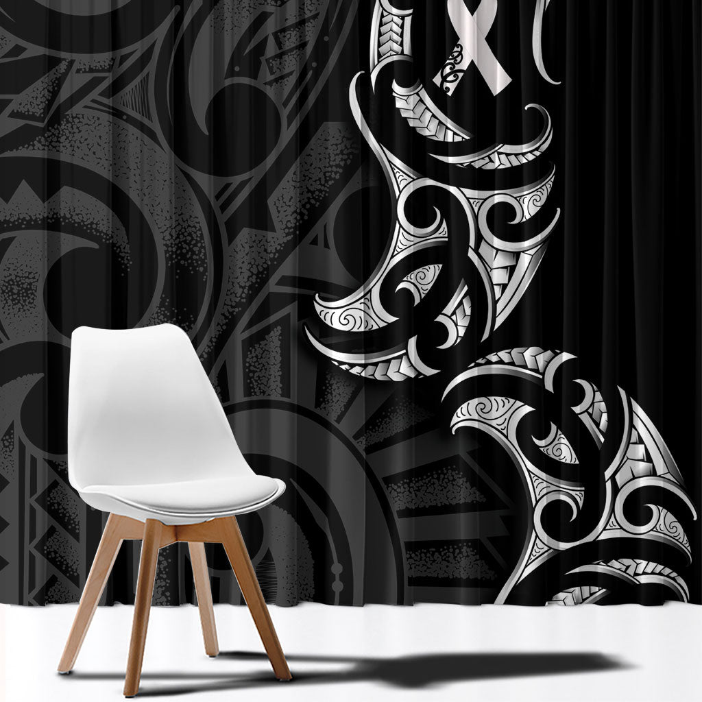 White Ribbon Day New Zealand Window Curtain Aotearoa Maori Pattern LT14 - Polynesian Pride