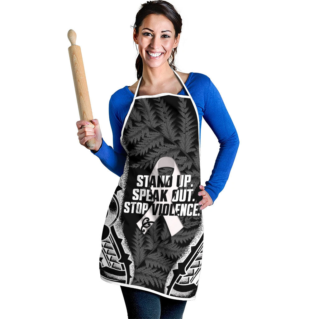 White Ribbon Day New Zealand Apron Respect Women Maori Pattern Black LT14 - Polynesian Pride