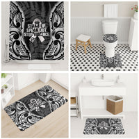White Ribbon Day New Zealand Bathroom Set Respect Women Maori Pattern Black LT14 - Polynesian Pride