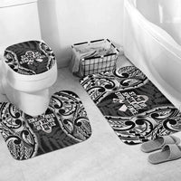 White Ribbon Day New Zealand Bathroom Set Respect Women Maori Pattern Black LT14 Mat Set Only (3 pcs) One Size Black - Polynesian Pride
