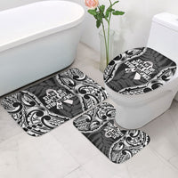 White Ribbon Day New Zealand Bathroom Set Respect Women Maori Pattern Black LT14 - Polynesian Pride