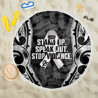 White Ribbon Day New Zealand Beach Blanket Respect Women Maori Pattern Black LT14 One Size 150cm Black - Polynesian Pride
