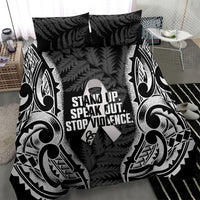White Ribbon Day New Zealand Bedding Set Respect Women Maori Pattern Black LT14 - Polynesian Pride