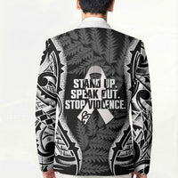 White Ribbon Day New Zealand Blazer Respect Women Maori Pattern Black LT14 - Polynesian Pride