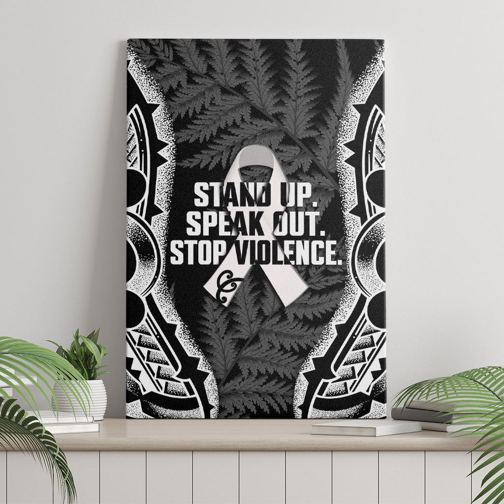 White Ribbon Day New Zealand Canvas Wall Art Respect Women Maori Pattern Black LT14 - Polynesian Pride