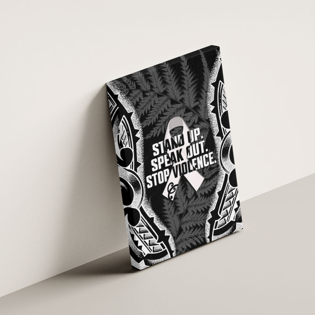 White Ribbon Day New Zealand Canvas Wall Art Respect Women Maori Pattern Black LT14 - Polynesian Pride