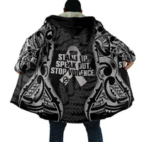 White Ribbon Day New Zealand Cloak Respect Women Maori Pattern Black LT14 - Polynesian Pride