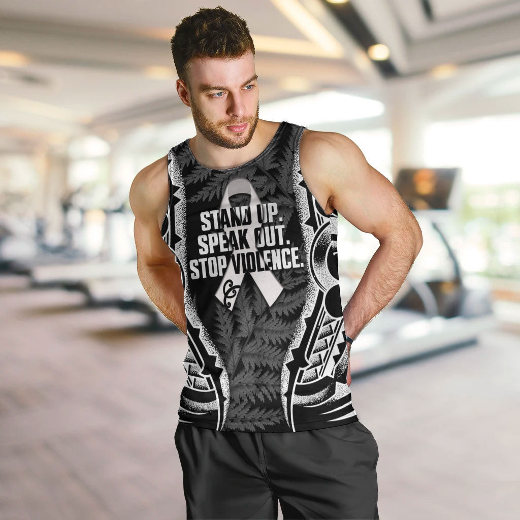 White Ribbon Day New Zealand Men Tank Top Respect Women Maori Pattern Black LT14 Black - Polynesian Pride