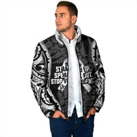 White Ribbon Day New Zealand Padded Jacket Respect Women Maori Pattern Black LT14 - Polynesian Pride