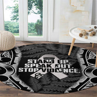 White Ribbon Day New Zealand Round Carpet Respect Women Maori Pattern Black LT14 - Polynesian Pride