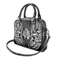 White Ribbon Day New Zealand Shoulder Handbag Respect Women Maori Pattern Black LT14 - Polynesian Pride