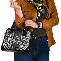 White Ribbon Day New Zealand Shoulder Handbag Respect Women Maori Pattern Black LT14 - Polynesian Pride
