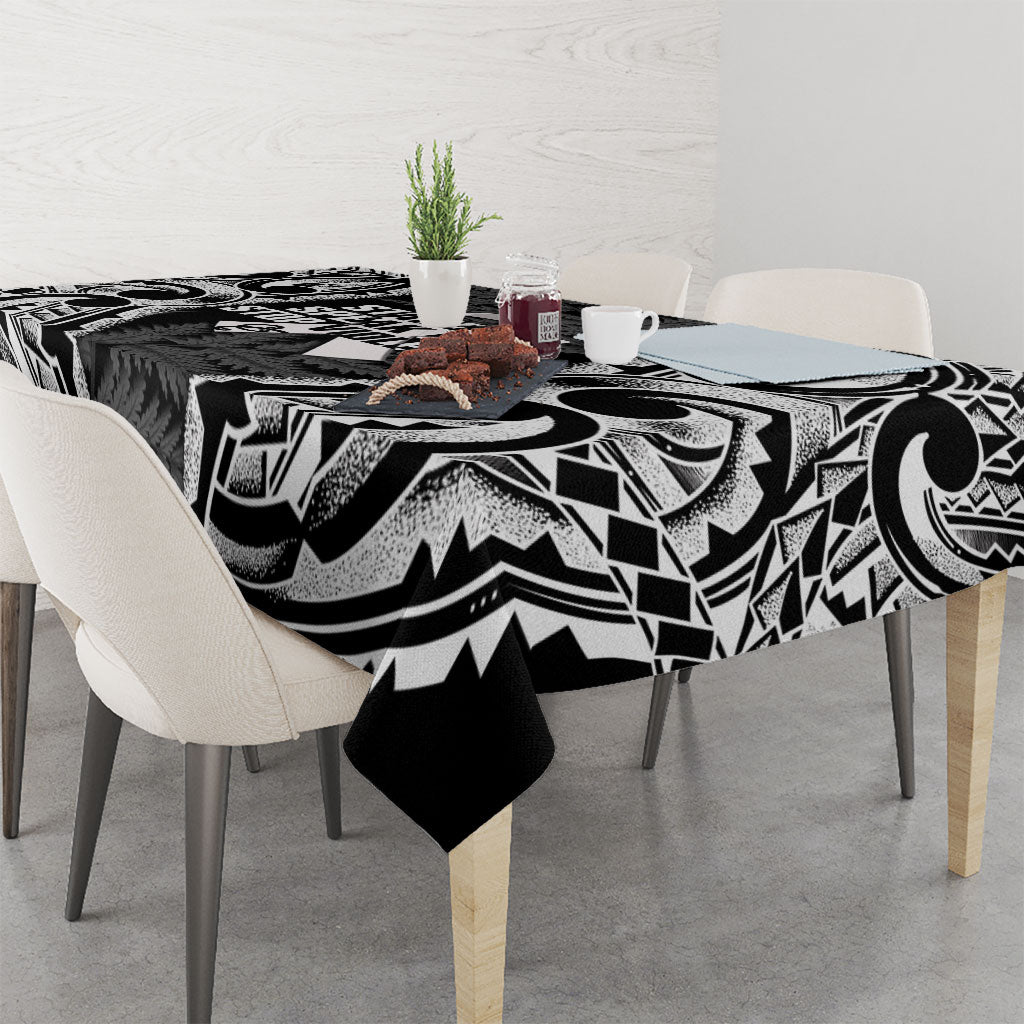 White Ribbon Day New Zealand Tablecloth Respect Women Maori Pattern Black LT14 - Polynesian Pride