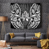 White Ribbon Day New Zealand Tapestry Respect Women Maori Pattern Black LT14 Black - Polynesian Pride
