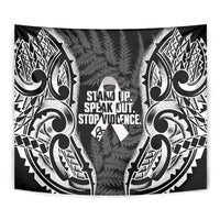 White Ribbon Day New Zealand Tapestry Respect Women Maori Pattern Black LT14 - Polynesian Pride