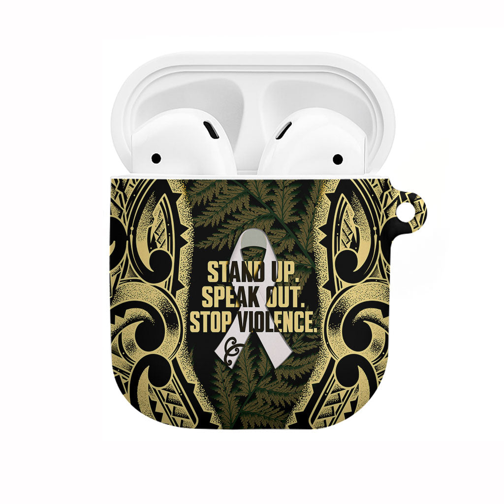 White Ribbon Day New Zealand AirPods Case Respect Women Maori Pattern Yellow LT14 Yellow - Polynesian Pride