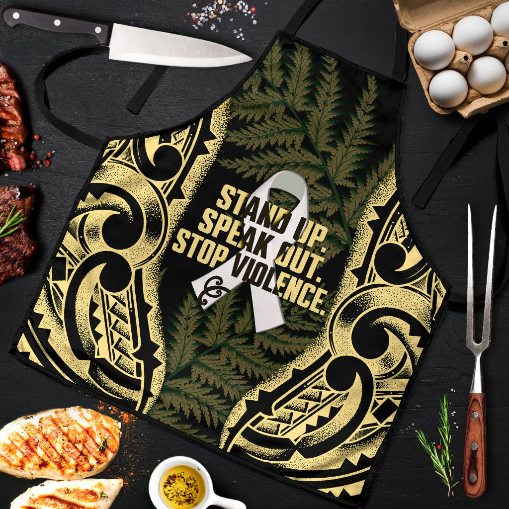 White Ribbon Day New Zealand Apron Respect Women Maori Pattern Yellow LT14 Yellow - Polynesian Pride