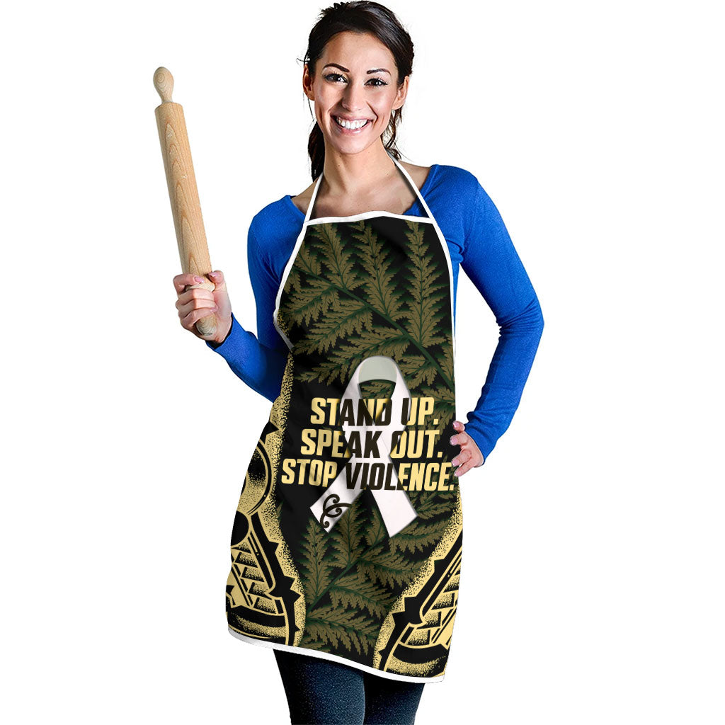 White Ribbon Day New Zealand Apron Respect Women Maori Pattern Yellow LT14 - Polynesian Pride
