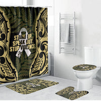 White Ribbon Day New Zealand Bathroom Set Respect Women Maori Pattern Yellow LT14 Bathroom Set (4 pcs) Yellow - Polynesian Pride