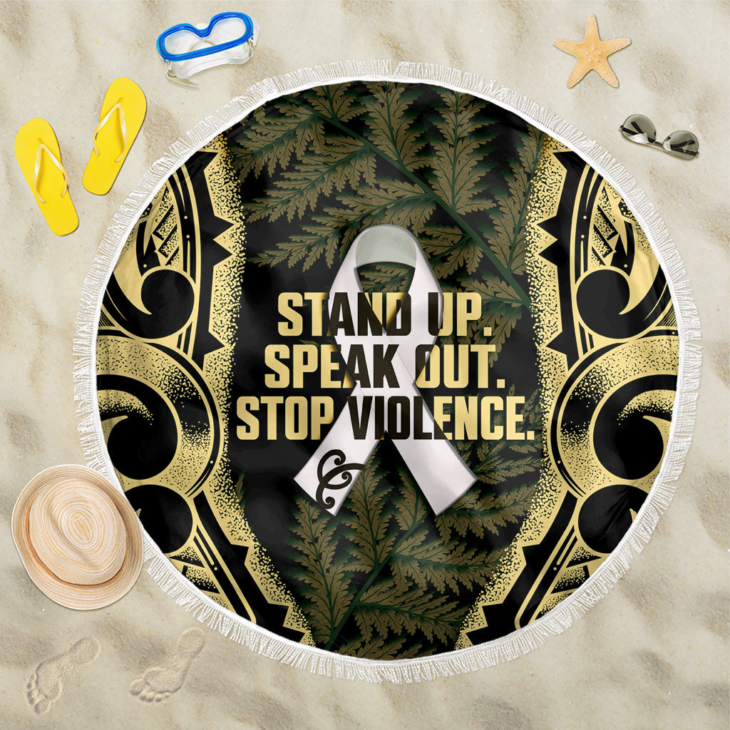 White Ribbon Day New Zealand Beach Blanket Respect Women Maori Pattern Yellow LT14 One Size 150cm Yellow - Polynesian Pride