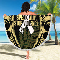 White Ribbon Day New Zealand Beach Blanket Respect Women Maori Pattern Yellow LT14 - Polynesian Pride