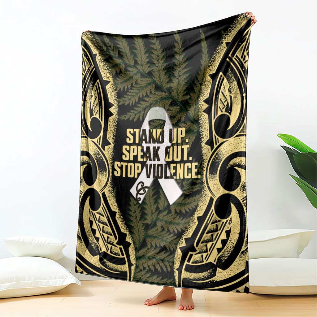 White Ribbon Day New Zealand Blanket Respect Women Maori Pattern Yellow LT14 - Polynesian Pride