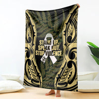 White Ribbon Day New Zealand Blanket Respect Women Maori Pattern Yellow LT14 - Polynesian Pride