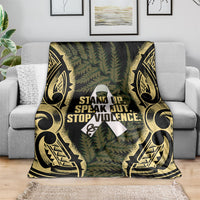 White Ribbon Day New Zealand Blanket Respect Women Maori Pattern Yellow LT14 - Polynesian Pride