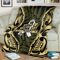 White Ribbon Day New Zealand Blanket Respect Women Maori Pattern Yellow LT14 - Polynesian Pride