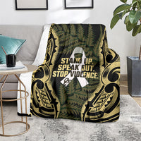 White Ribbon Day New Zealand Blanket Respect Women Maori Pattern Yellow LT14 - Polynesian Pride