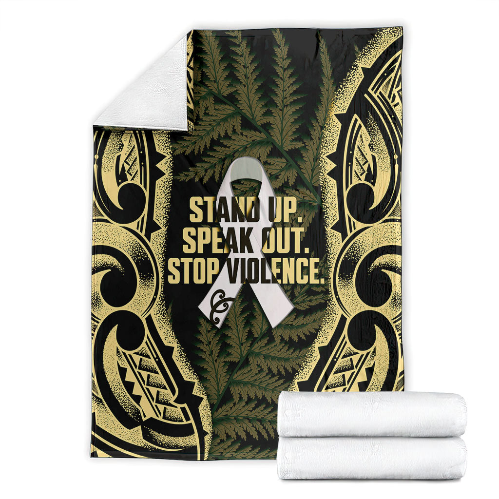 White Ribbon Day New Zealand Blanket Respect Women Maori Pattern Yellow LT14 - Polynesian Pride