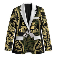 White Ribbon Day New Zealand Blazer Respect Women Maori Pattern Yellow LT14 Unisex Yellow - Polynesian Pride