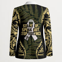 White Ribbon Day New Zealand Blazer Respect Women Maori Pattern Yellow LT14 - Polynesian Pride