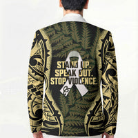 White Ribbon Day New Zealand Blazer Respect Women Maori Pattern Yellow LT14 - Polynesian Pride